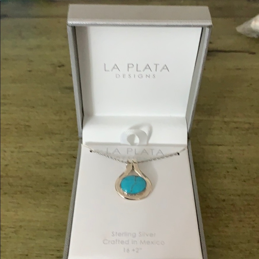 Silver necklace with turquoise charm
